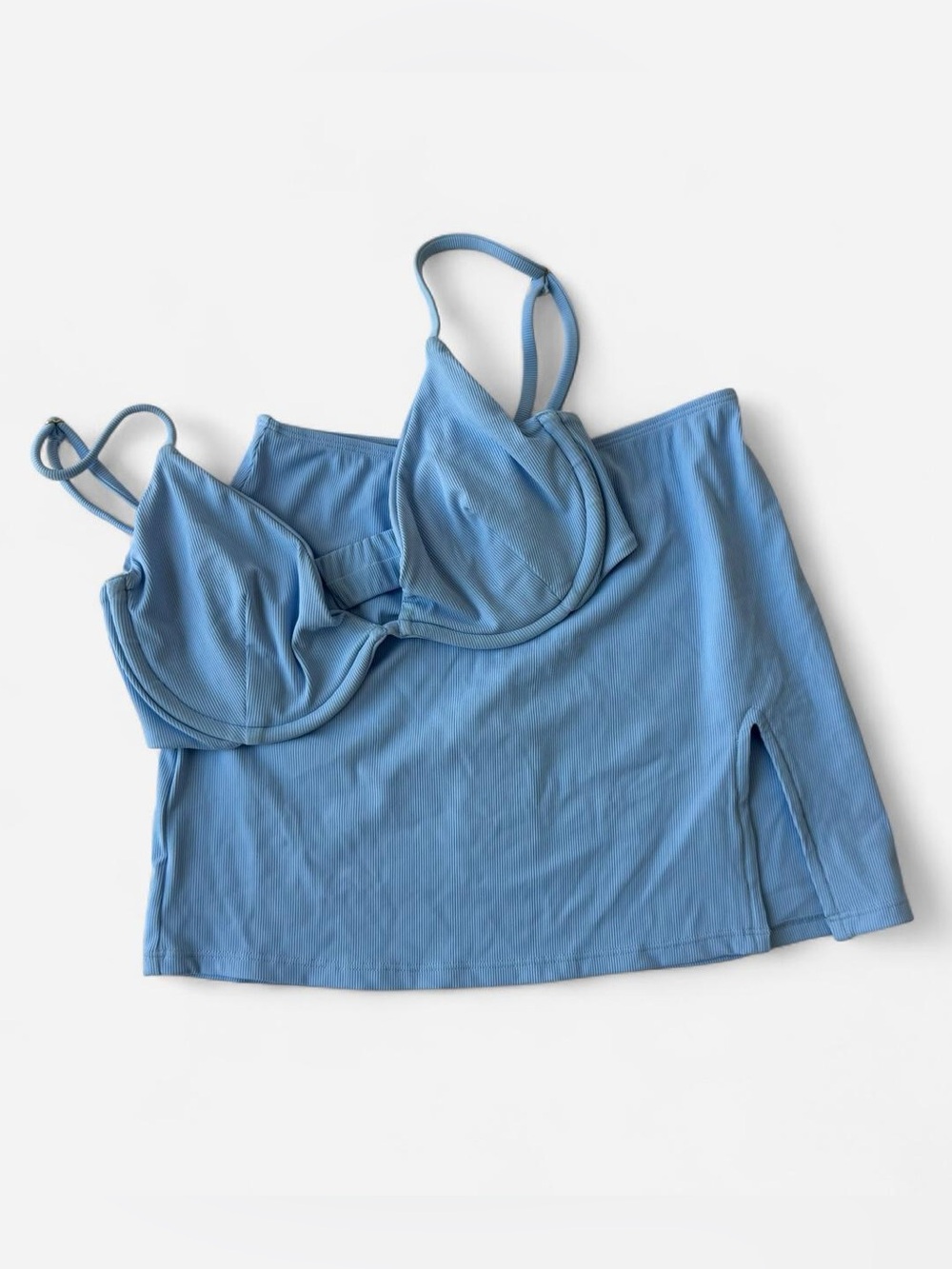VDM Powder Blue Underwire Swim Top + Cover-Up Skirt Set